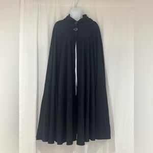 Saks Fifth Avenue Vintage full-length Black Wool Cloak Cape Coat hood